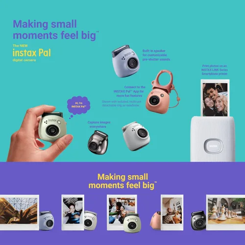 Miniatura 4 de FUJIFILM INSTAX PAL Fuji - Cámara digital rosa polvo + estuche personalizado y paquete de accesorios para tarjeta de memoria de 32 GB