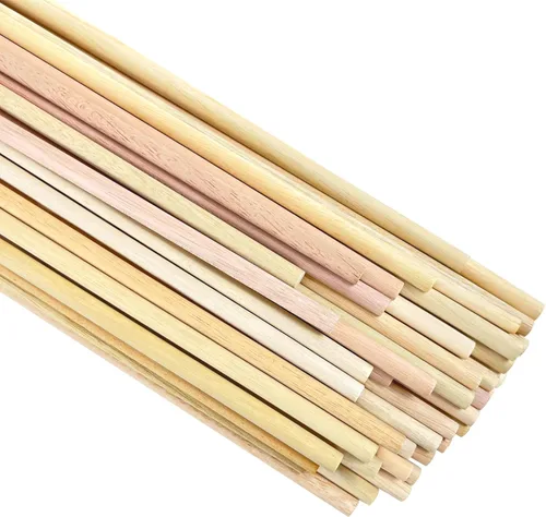 Miniatura 9 de Varillas de madera de 3/8 x 24 pulgadas, redondas, sin terminar, para manualidades, piruletas, soporte para pasteles, 50