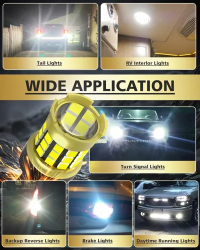 Miniatura 102 de 1156 Bombillas LED Ámbar Amarilla Luz de Señal de Giro 400% de Brillo 1141 1003 7506 Bombillas LED P21W Usadas para Luces Intermitentes Luz Trasera