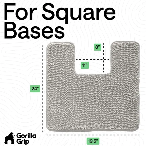 Miniatura 2 de Gorilla Grip - Tapete de baño afelpado, absorbente, peludo, de felpilla, para base de inodoro cuadrada, reverso de goma, suave, de microfibra, claro