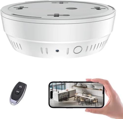 Detector de humo de cámara oculta, detector de humo de cámara de 10000 mAh, WiFi de 2.4 G y control remoto de aplicación gratuita, almacenamiento