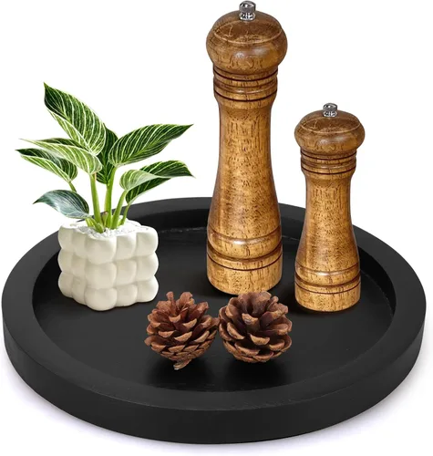 Miniatura 9 de Bandeja decorativa redonda para mesa de café, mesa de comedor, encimera, pequeñas bandejas de servir de madera, decoración de cocina de granja