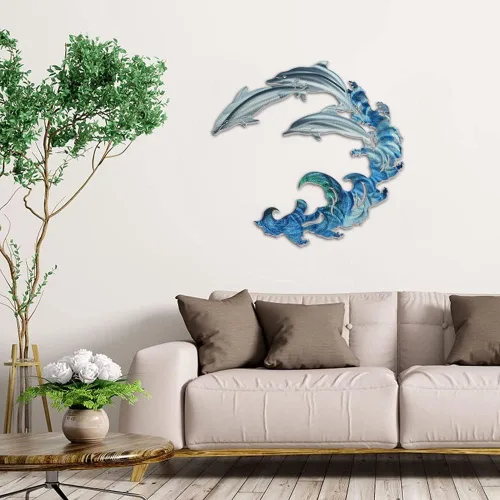 Miniatura 5 de JILIP Letreros de metal para pared, diseño de silueta de pared 3D, letreros decorativos de pared de playa, esculturas de pared para interiores