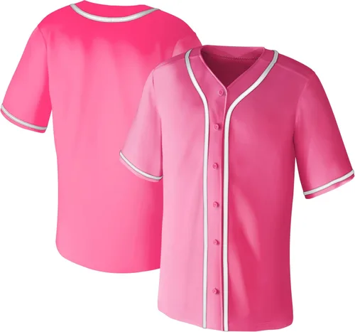 Miniatura 8 de Camisetas de béisbol en blanco para hombre, camisas de manga corta, estilo Hip Hop, deportivas, casuales, con botones, uniformes Hip Pop