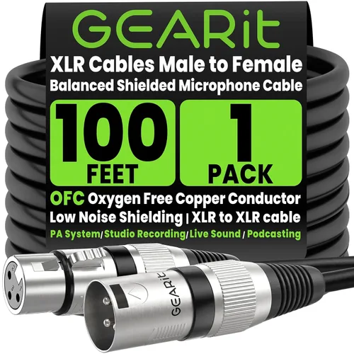Miniatura 14 de GEARit XLR - Cable de micrófono macho a hembra (50 pies), mezclador blindado equilibrado de 3 pines, estudio de grabación, podcast, negro, 50 pies
