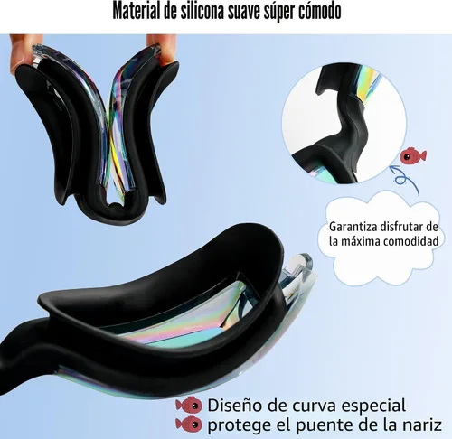 Miniatura 4 de EWPJDK Gafas de natación – Paquete de 2 gafas de natación antivaho sin fugas para adultos, mujeres y hombres Aqua & Bright Rose