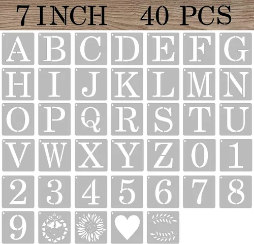 Miniatura 15 de Plantillas de Letras de 1 Pulgada Números Plantillas de Manualidades, 40 Piezas Plantillas de Dibujo de Alfabeto de Plástico Reutilizables