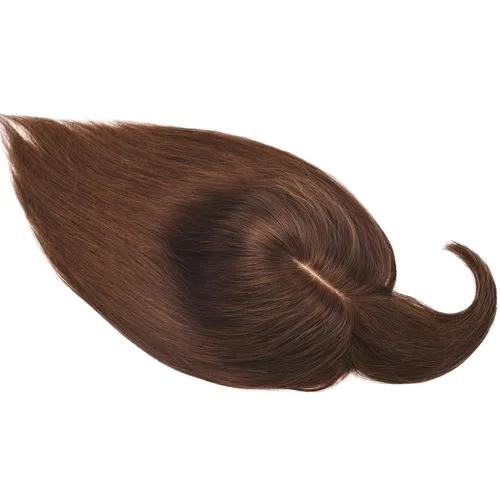 Miniatura 8 de Toppers para el cabello para mujeres con cabello delgado, base de seda real con flequillo, toppers para mujer, con clip en el cabello para mujer