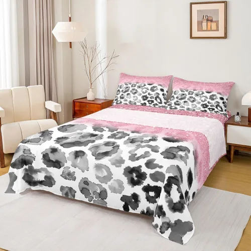 Miniatura 35 de Juego de sábanas abstractas de piel de guepardo, tamaño individual, decoración de lujo para habitación de niños, niñas y mujeres, juego de ropa