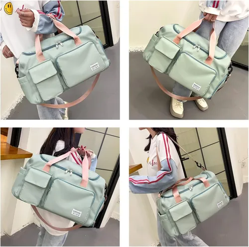 Miniatura 181 de Pequeña bolsa de gimnasio para mujer, bolsa de viaje con compartimento para zapatos