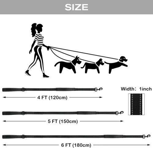 Miniatura 6 de Joytale - Correa resistente para perros grandes que tiran, doble asa para control de tráfico, correas reflectantes de doble cara para perros grandes