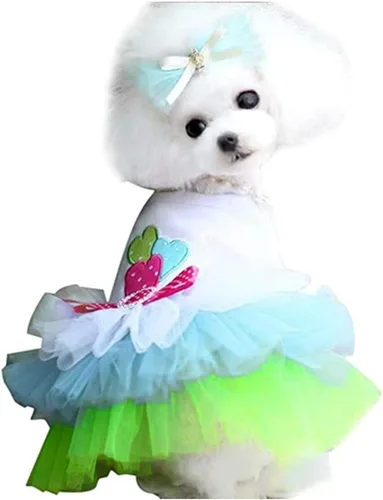 Miniatura 14 de Ropa para Mascotas Linda Collarín con Moño Vestido de Tutu para Perros Hembra Ropa para Perras Yorkie Arnés Rosa