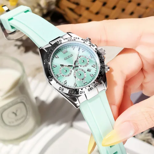 Miniatura 8 de OLEVS Relojes de diamante de lujo pequeños para mujer - Pulsera de acero inoxidable, impermeables, analógicos, luminosos, con fecha, relojes