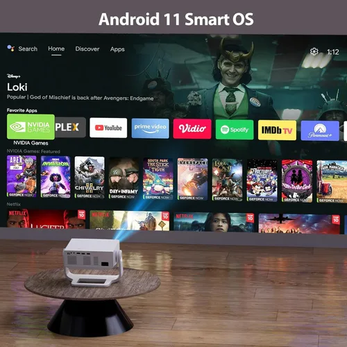 Miniatura 2 de Proyector con WiFi y Bluetooth, Aplicaciones Integradas Soporte 4K Sistema Operativo Inteligente Proyector Portátil para Dormitorio Nativo 1080P