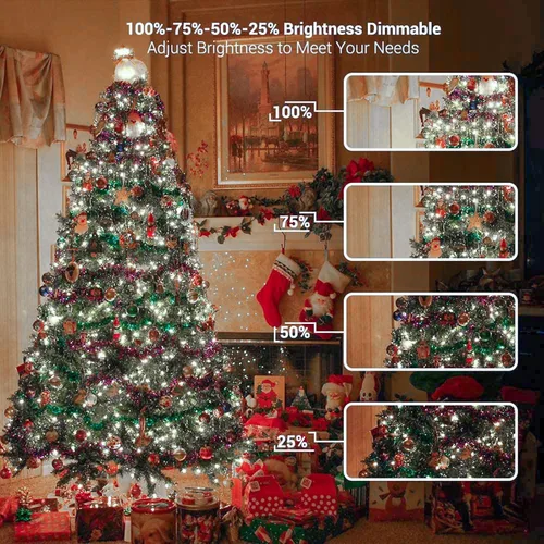 Miniatura 5 de Brizled Luces de Navidad que cambian de color, 65.67 pies, 200 luces LED de doble color para árbol de Navidad con control remoto, blanco frío