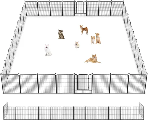 Miniatura 18 de Corralito para perros de 40 pulgadas, 32 paneles, para interiores y exteriores, para perros grandes, medianos y pequeños, valla de metal resistente
