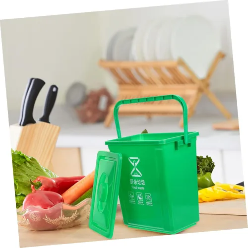 Miniatura 7 de STOBAZA Contenedor de basura para mostrador de basura, pequeño contenedor de compostaje para interiores, cubo de compostaje para cocina, papelera
