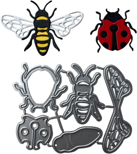Troqueles de corte de metal para insectos, abejas, dama, escarabajo, mariquita, para hacer tarjetas de bricolaje, álbumes de recortes, álbum de fotos