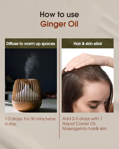 Miniatura 5 de Aceite esencial de raíz de jengibre, 10 mL, puro, natural, de grado terapéutico, para difusor, masaje, cuidado de la piel y el cabello, aroma cálido