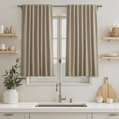 Miniatura 92 de UHITECH Cortinas opacas de 35 pulgadas de largo para sala de estar, 2 paneles, cortina opaca corta para cocina para ventanas pequeñas, cortinas