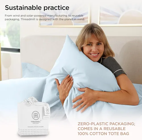 Miniatura 7 de Threadmill Sábanas California King, Sábanas de Algodón Supima Americano Certificado, Sábana de Calidad Hotelera de 1200 Conteo de Hilos, Juego