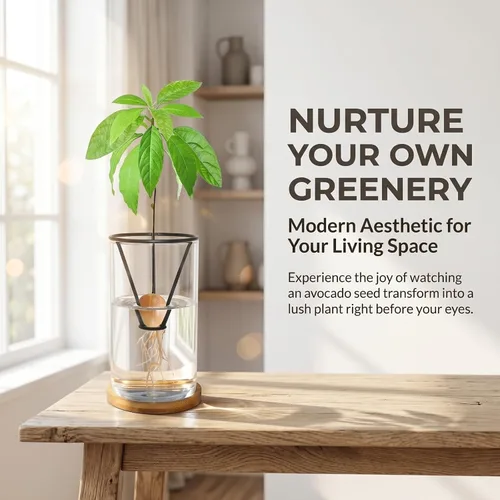 Miniatura 7 de Kits de cultivo de árboles de aguacate con cepillo para botellas, figura de aguacate, base de bambú, jarrón de iniciación de semillas de aguacate