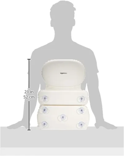 Miniatura 6 de Amazon Basics Almohada para el cuello de la bañera con ventosas, impermeable, 3 paneles, blanco roto