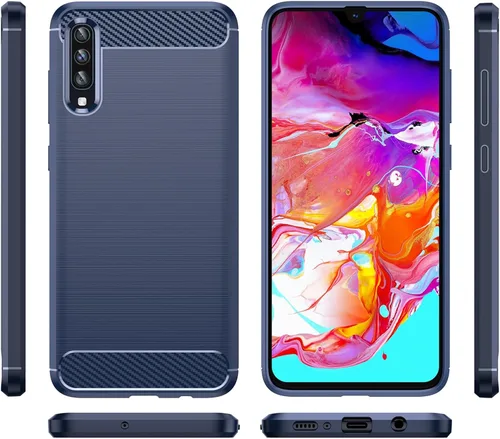 Miniatura 7 de Funda EUAGVQY para Samsung A70 Galaxy A70, Funda de Fibra de Carbono de TPU Blanda Antideslizante Duradera y Ligera, Funda Protectora para Samsung