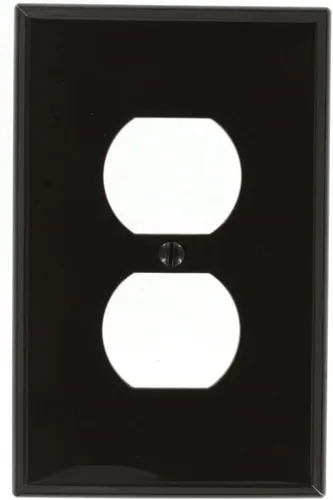 Miniatura 10 de Leviton Placa de pared de nailon Midway de 1 gang, 1 dúplex, tamaño Midway, 1 paquete, PJ8-E, negro