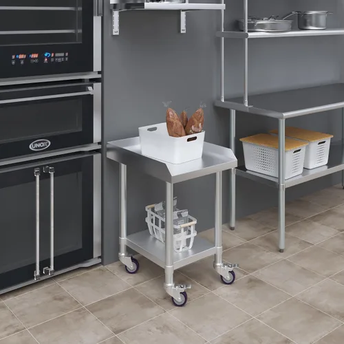 Miniatura 8 de AmGood Soporte para equipo de acero inoxidable con estante inferior + ruedas, resistente, grado comercial, certificado NSF
