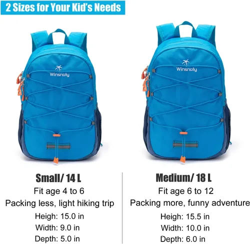 Miniatura 7 de Mochila pequeña de senderismo para niños o niñas, de 3 a 6 años, apta para aventuras deportivas al aire libre (azul, S)