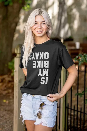 Miniatura 4 de Brisco Brands Camiseta gráfica de motociclista con texto en inglés "Is My Bike Okay" para hombre o mujer