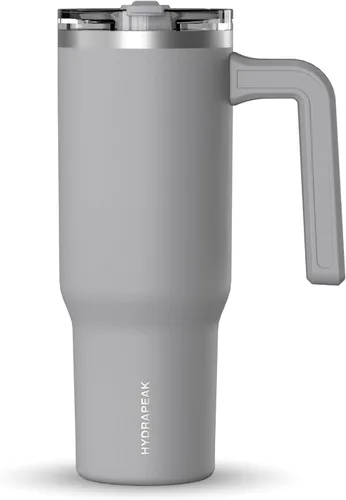 Miniatura 10 de Hydrapeak Voyager Vaso de 40 oz con Asa y Tapa con Pajita Botella de Agua Reutilizable de Acero Inoxidable Taza de Viaje Compatible con Portavasos