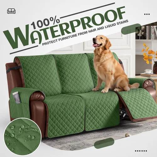 Miniatura 3 de KinCam - Funda de sofá reclinable impermeable, fundas de sofá reclinable antideslizantes para 3 asientos, protector de muebles de sofá reclinable
