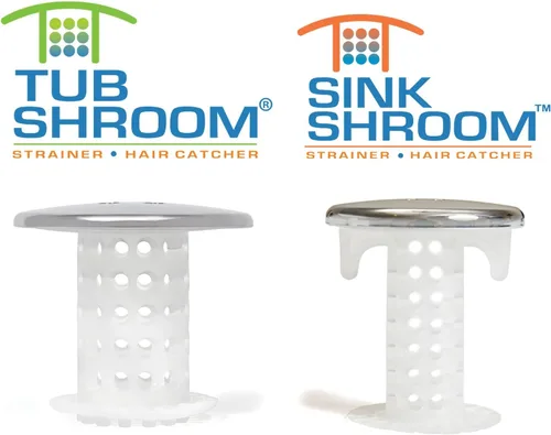 Miniatura 3 de TubShroom and SinkShroom - Protectores de drenaje para bañeras y fregaderos, recolector de pelo cromado y de tina, paquete de 2, cromado, protector