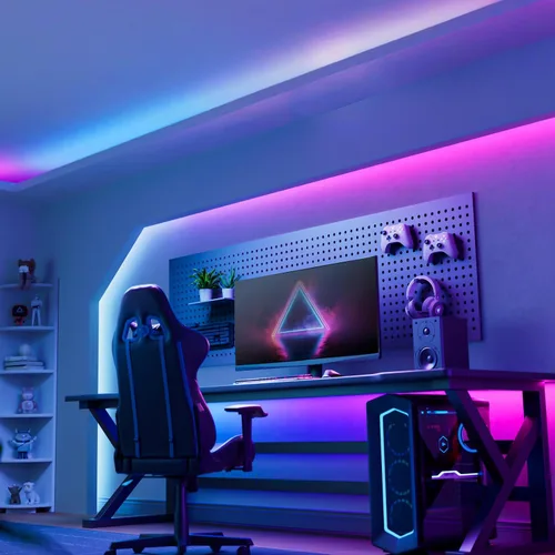Miniatura 6 de YEELIGHT Tira de luces LED de 20 pies, 108 tiras de luz LED inteligentes con cambio de color DIY, tira de luz RGB con conexión Bluetooth y control