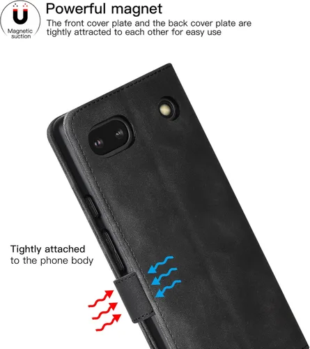 Miniatura 4 de Funda tipo cartera con tapa para Google Pixel 6a, [piel sintética + parachoques de TPU] [3 ranuras para tarjetas] [función de soporte]