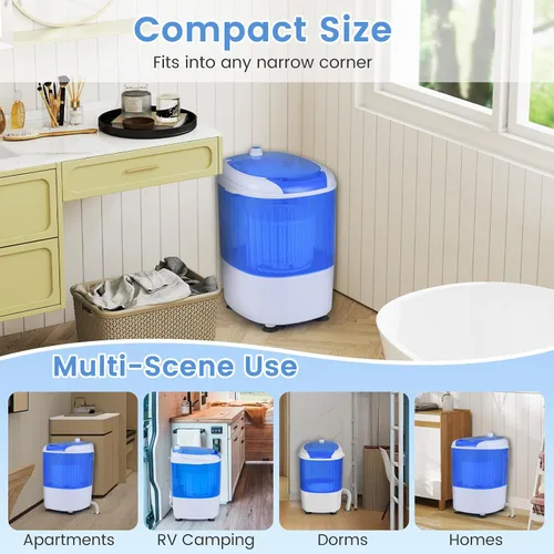 Miniatura 8 de ARLIME Lavadora portátil, mini lavadora de carga superior de 5.5 libras con bañera de secado giratorio extraíble y cubierta de seguridad, máquina
