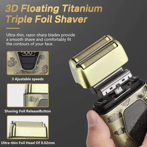 Miniatura 3 de Bomxin Cortapelos para hombres profesionales, 3 en 1 T-Blade Juego de cortapelos y recortadoras para kit de peluquero, cortadora de pelo inalámbrica