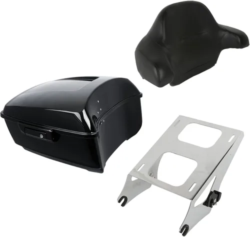 Miniatura 18 de XMT-MOTO King Tour Trunk + almohadilla de respaldo envolvente+estante de montaje negro+accesorios de acoplamiento para Harley Touring Road King Road