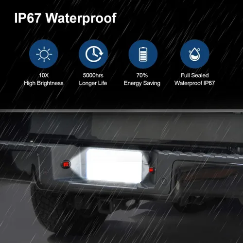 Miniatura 5 de D-Lumina Luces LED para Placa de Matrícula Lámpara de Etiqueta Tira de Luz Roja en Forma de F con Arnés de Cableado de Enchufe para Ford F150 F250