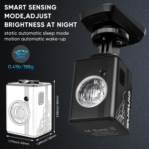 Miniatura 3 de Suruid 2500LM Super Bright Bike Lights for Night Riding, IPX6 Waterproof Bike Headlight with Auto Motion Sensor, 6Mode Bicycle Light, Tool-Free Bike