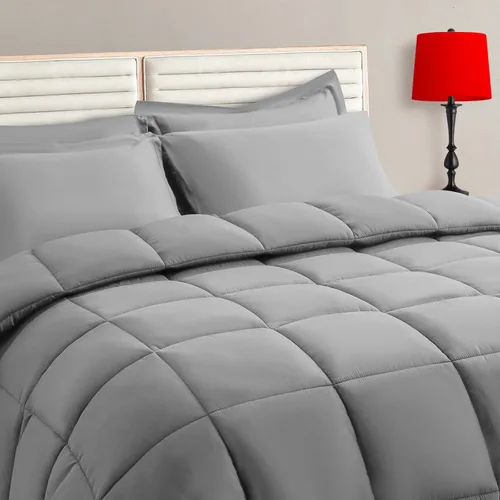 Miniatura 10 de TAIMIT Juego de edredón blanco tamaño King de 7 piezas, juego de cama en una bolsa con edredón reversible suave acolchado cálido y esponjoso