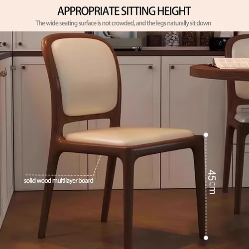 Miniatura 6 de Sillas de comedor de madera sin brazos, sillas de cocina de comedor, silla de escritorio de cocina de nogal con soporte trasero, silla
