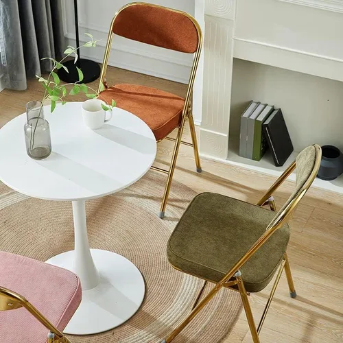 Miniatura 4 de Sillas de comedor modernas, silla auxiliar tapizada para el hogar, con acabado mate, silla de comedor plegable con respaldo abierto, silla sin