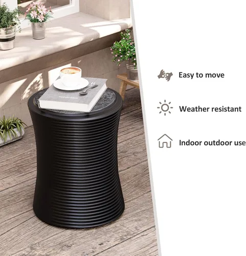 Miniatura 6 de HOMPUS Mesa auxiliar de hormigón para exteriores con rosca cilíndrica, mesa de centro redonda, soporte para plantas para decoración del hogar, mesa