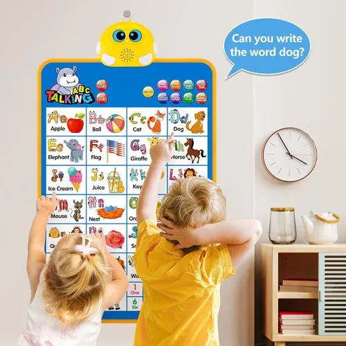 Miniatura 7 de Tabla electrónica de pared del alfabeto, ABC hablante, 123s, póster musical, juguetes de aprendizaje para niños pequeños de 1 a 3 años, juguete