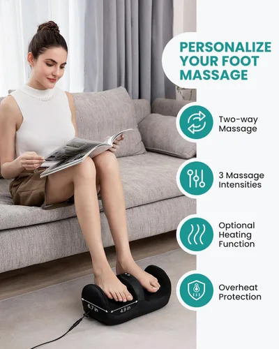 Miniatura 12 de Nekteck Masajeador de pies con calor y rodillo para pies, masajeador Shiatsu de pantorrilla y pierna para circulación y alivio del dolor