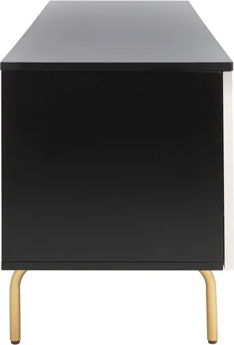 SAFAVIEH Genevieve - Soporte de TV para pantalla plana de hasta 65 pulgadas, acabado lavado en blanco y negro, gabinete de almacenamiento moderno de