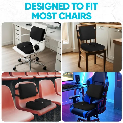 Miniatura 9 de FORTEM Cojín de asiento, Cojín para silla de oficina, Almohada de apoyo lumbar para silla de oficina, Espuma viscoelástica para alivio del dolor